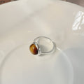 925 sterling silver tiger eye stone opening ring - silvery