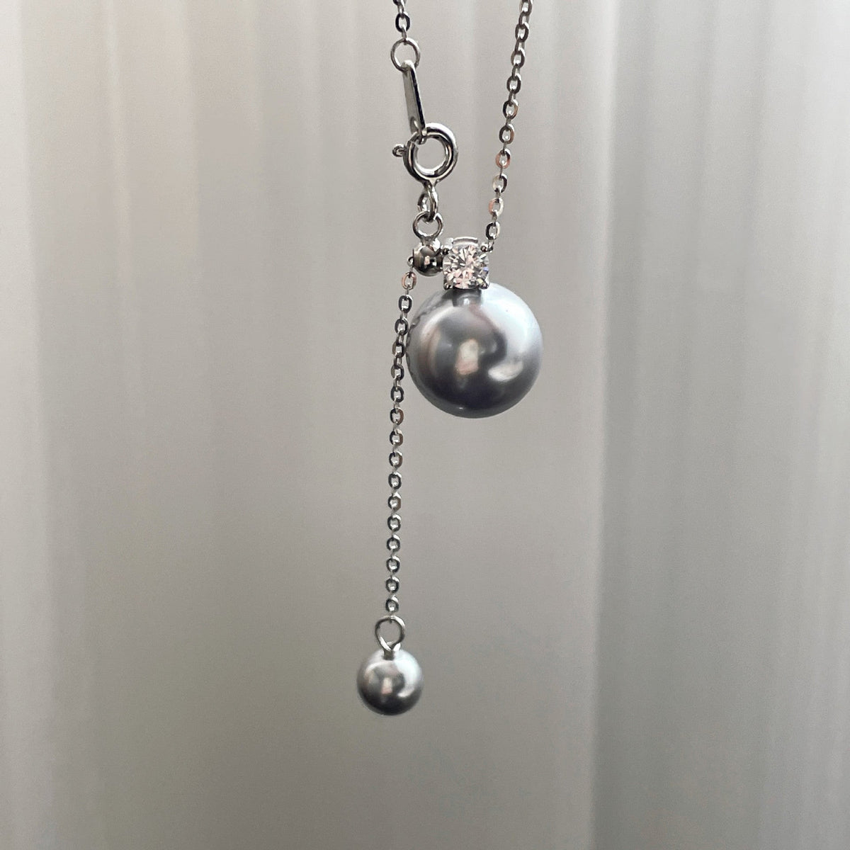 S925 Pure Silver Pearl Pendant Necklace - Silvery