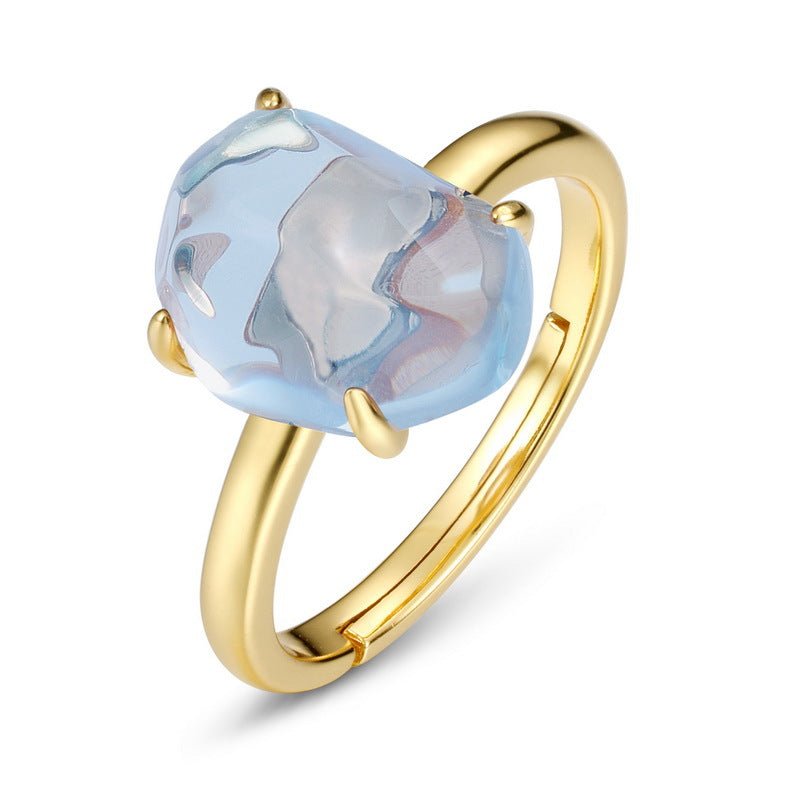 S925 Sterling Silver Gold-Plated Irregular Ring