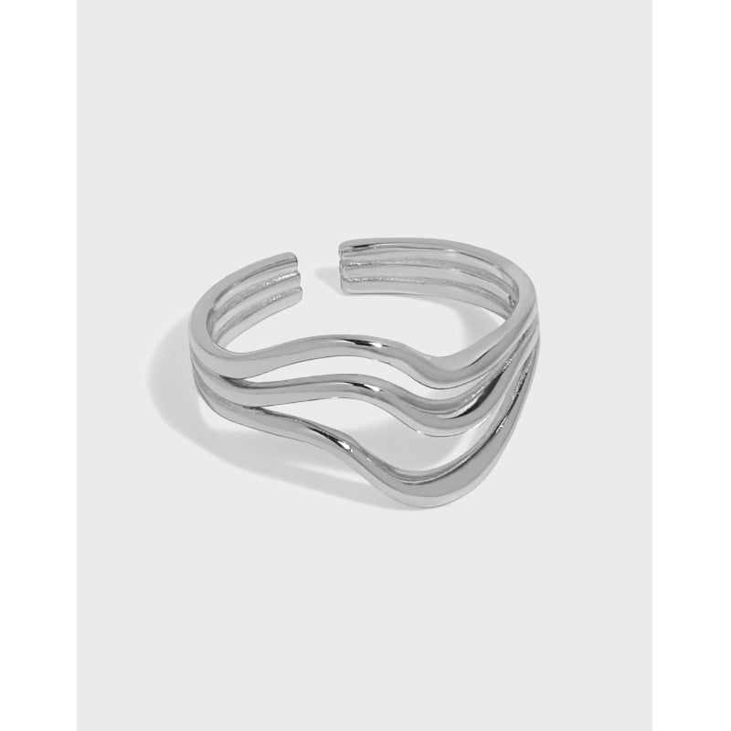 Layered Wave Line Open Ring