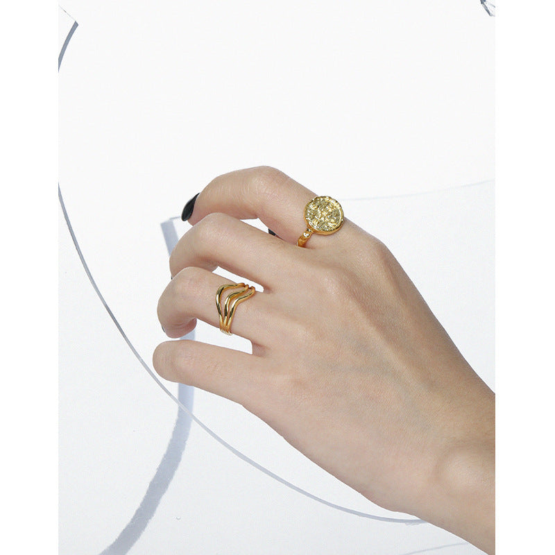 Layered Wave Line Open Ring – image 4