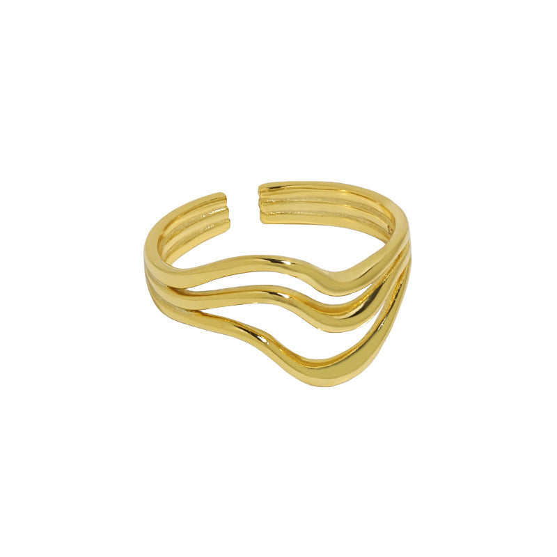 Layered Wave Line Open Ring – image 5