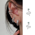 S925 Silver Sparkling Zirconia Serpentine Nut Earrings - Silvery