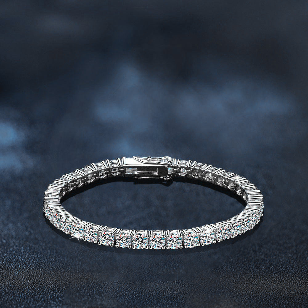 S925 Sterling Silver Bracelet Fully Set with Moissanite