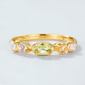 S925 Sterling Silver Gold-Plated Natural Peridot Ring