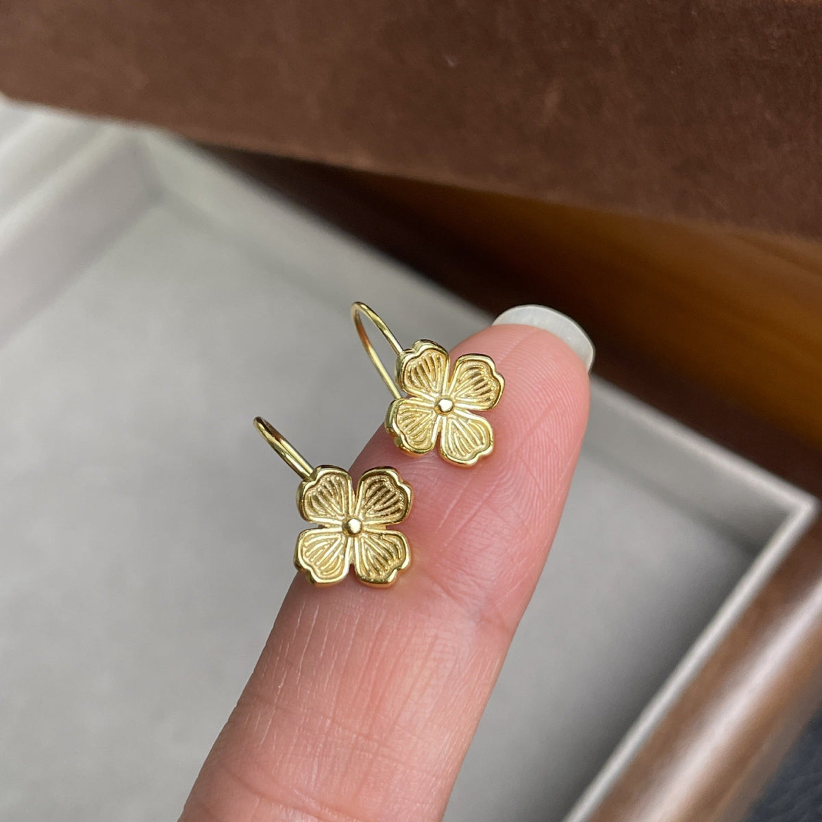 S925 sterling silver flower earrings