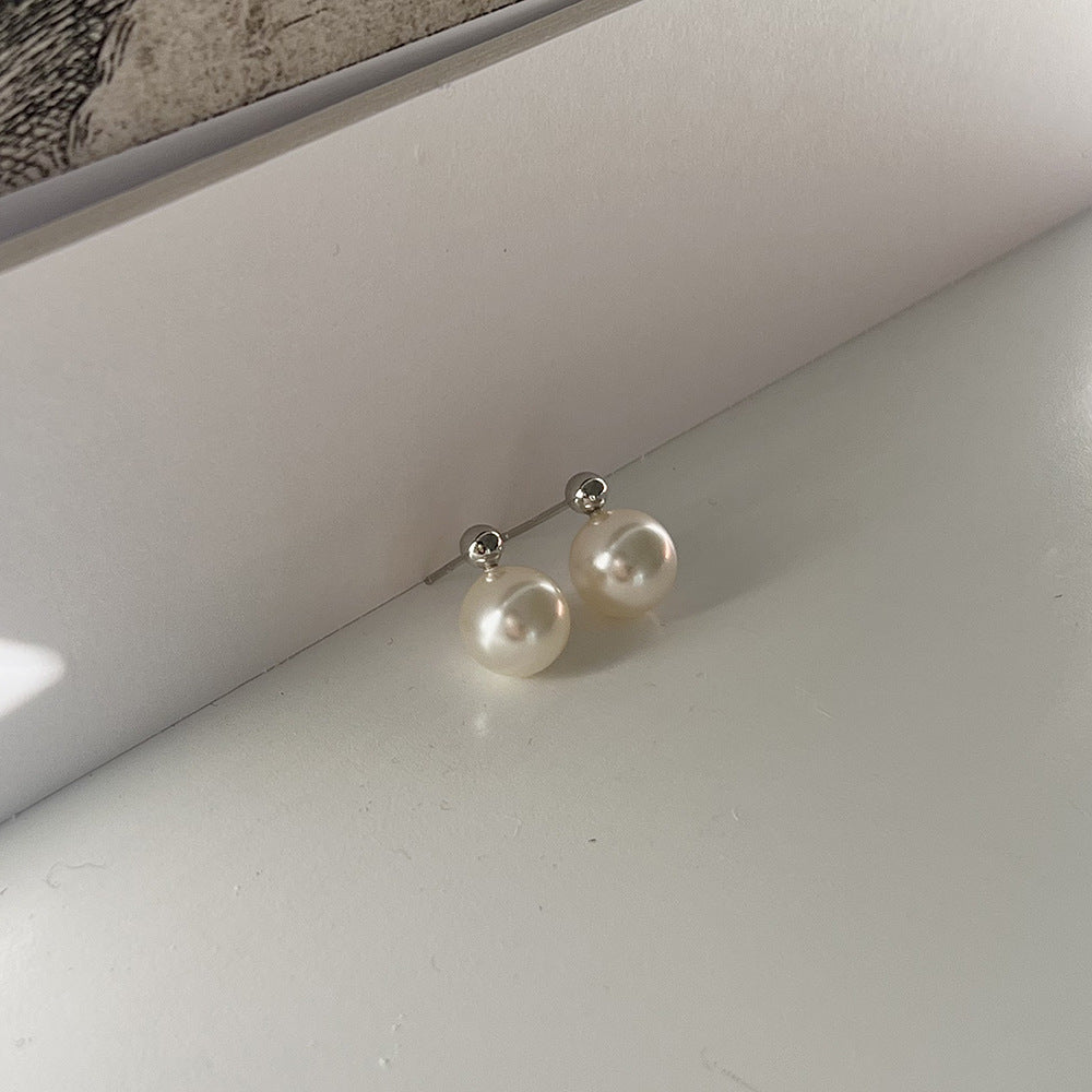 925 sterling silver pearl earrings - silvery