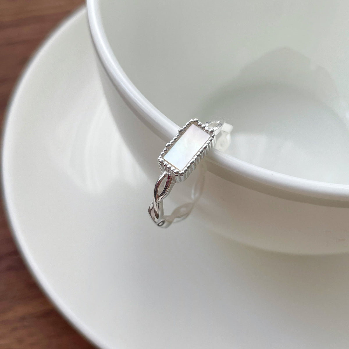 S925 sterling silver shell ring