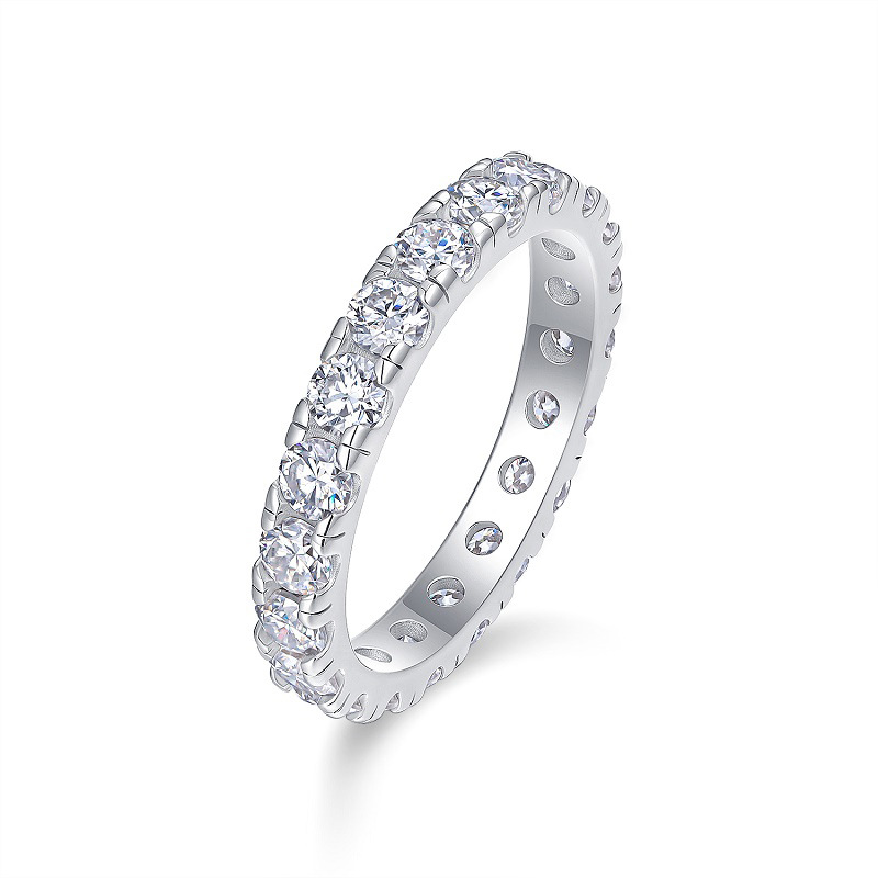 925 Sterling Silver Moissanite Eternity Band