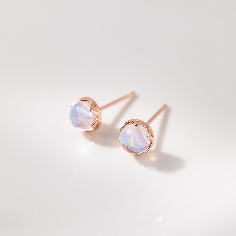 925 sterling silver imitation moonstone earrings