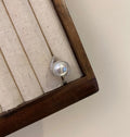 S925 sterling silver imitation pearl with sparkling zirconium ring - silvery