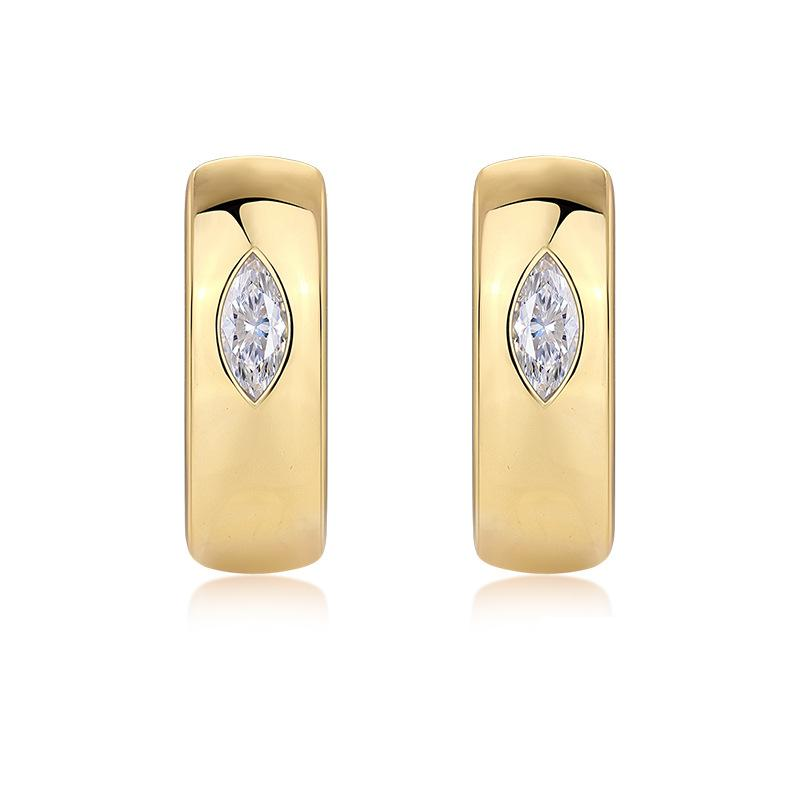 S925 Silver Gold-Tone Moissanite Earrings