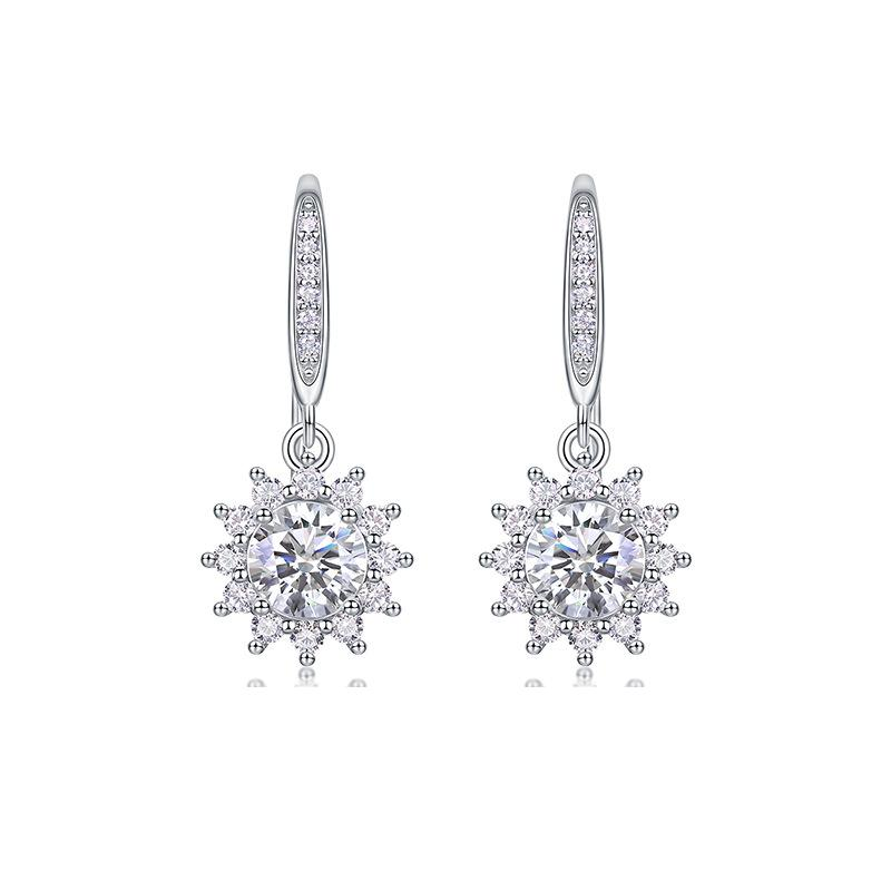 S925 Silver Star and Moon Moissanite Long Earrings