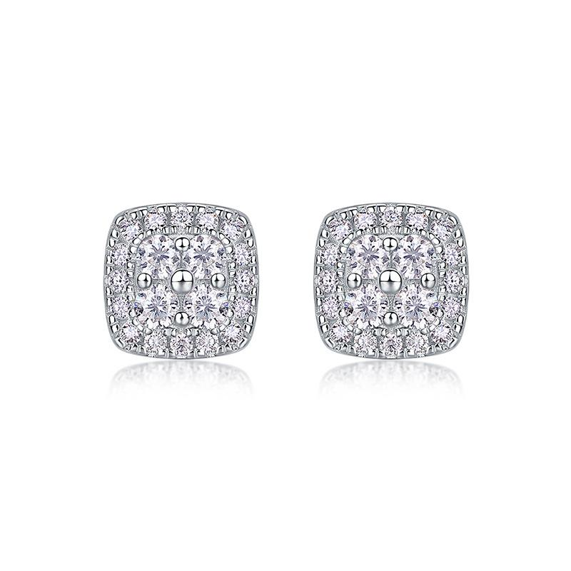 S925 Silver Square Moissanite "Chanel-Style" Stud Earrings