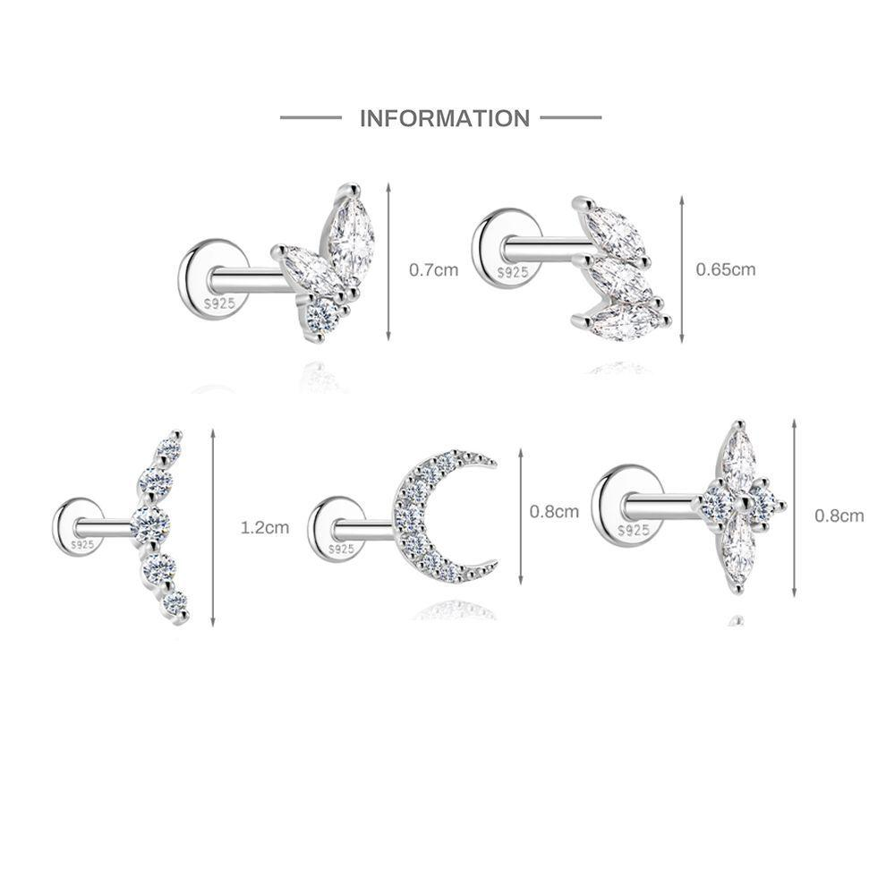 S925 Sterling Silver Square Star & Moon Moissanite Stud Earrings