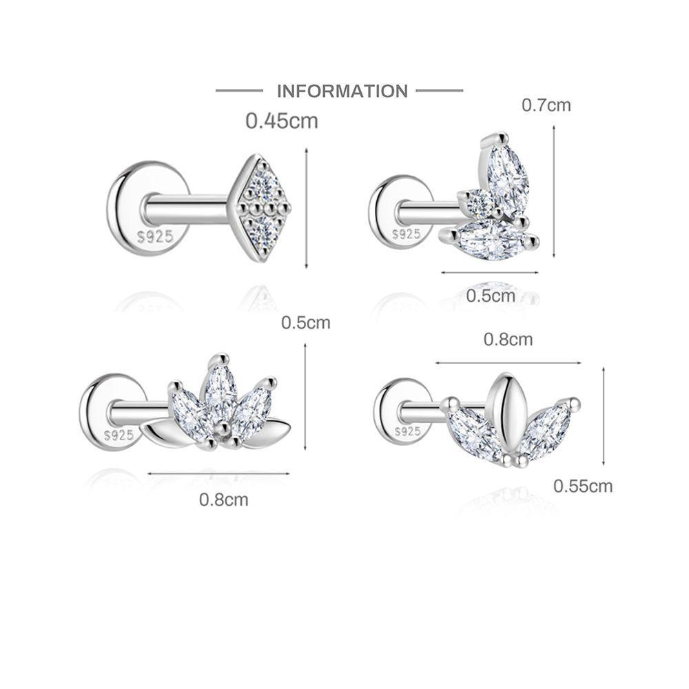 S925 Sterling Silver Moissanite Flat-Back Threaded Piercing Earring