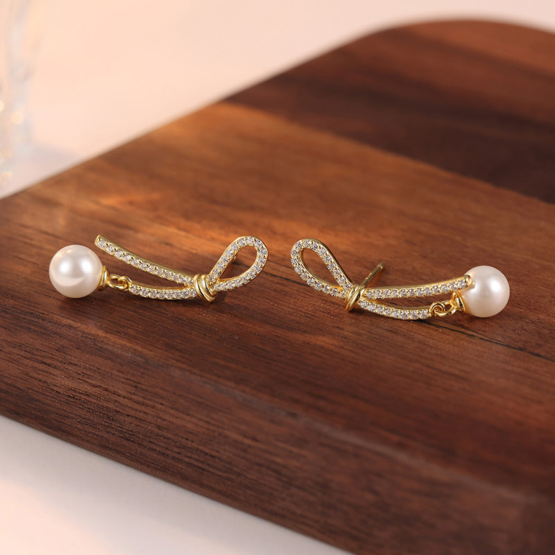 925 sterling silver ribbon shaped earrings