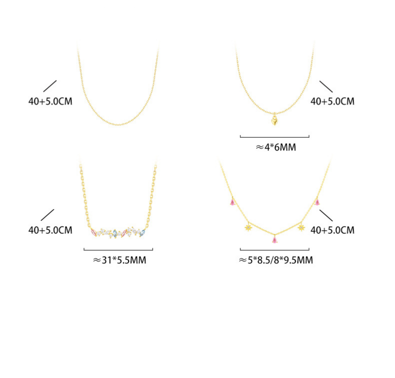 S925 Sterling Silver Necklace with Colorful Cubic Zirconia