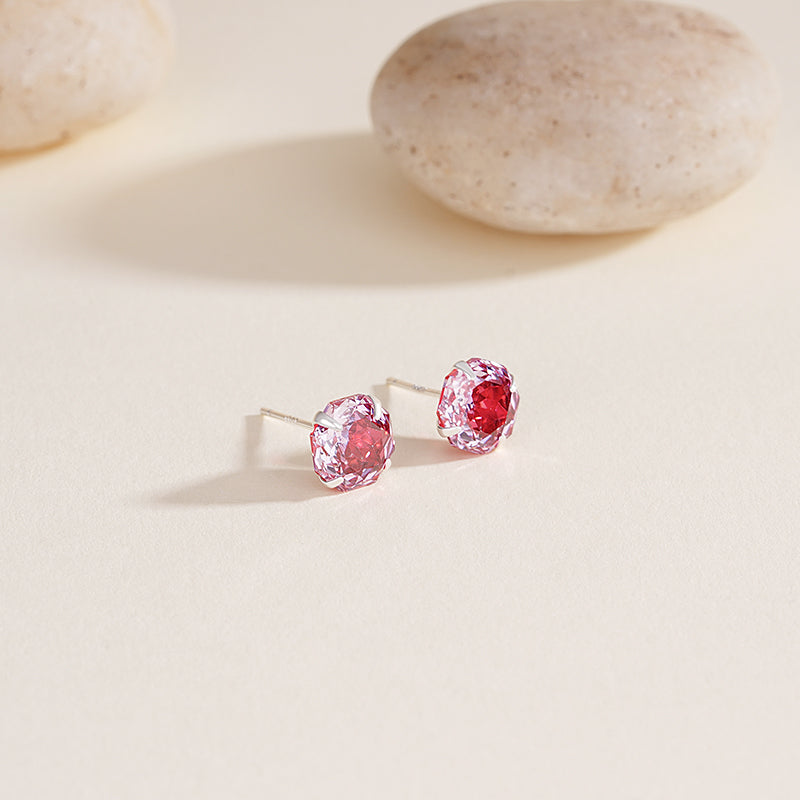 S925 Sterling Silver Octagonal Rose-Cut Zircon Stud Earrings
