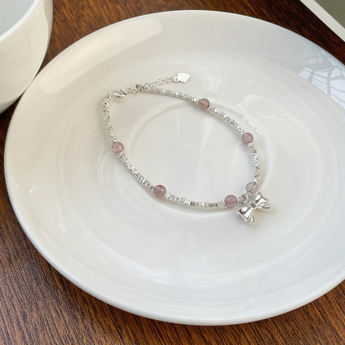 925 sterling silver strawberry crystal bracelet - silvery