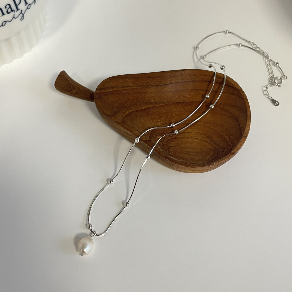 925 sterling silver Baroque pearl necklace