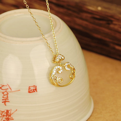 925 sterling silver chalcedony pendant necklace - golden