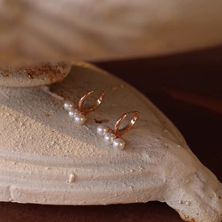 S925 pure silver imitation pearl earrings
