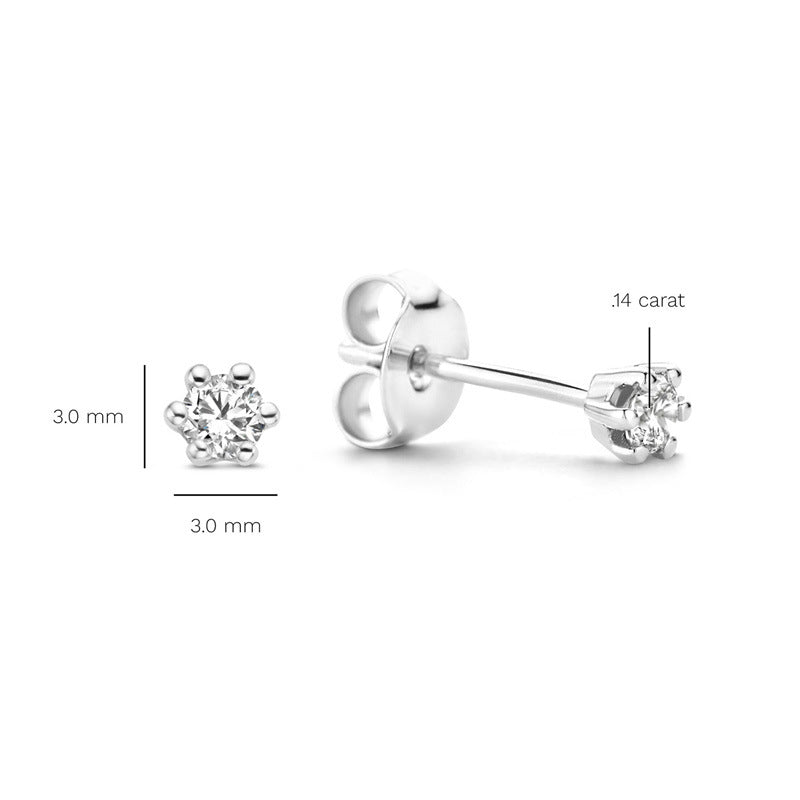 S925 sterling silver geometric square zircon earrings