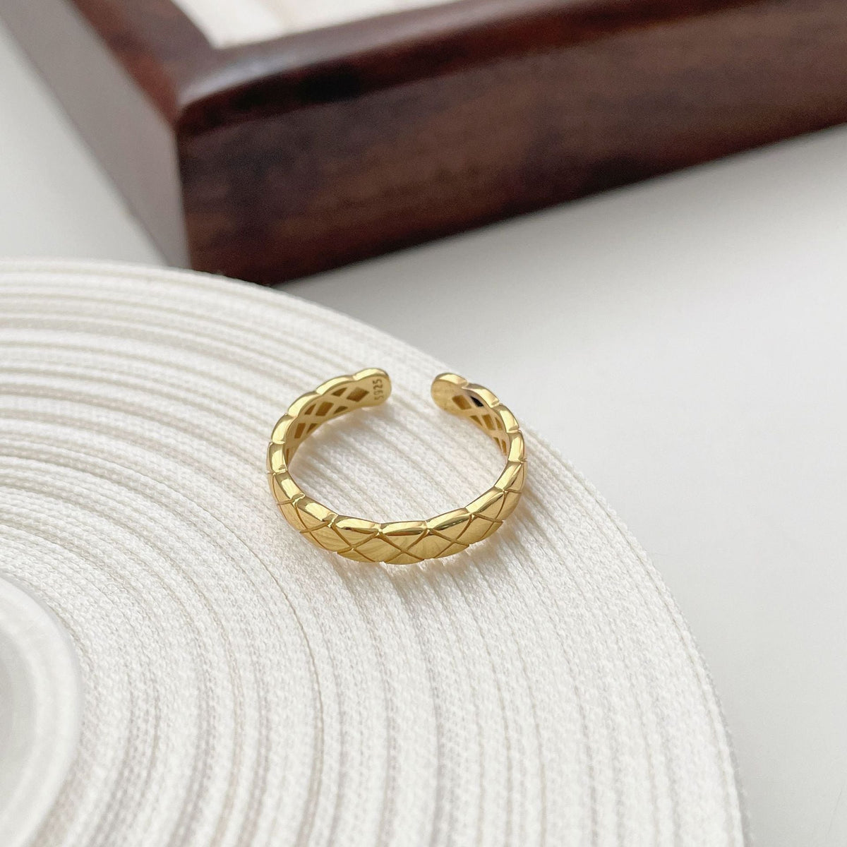 S925 sterling silver striped open ring
