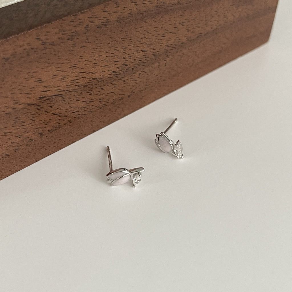 S925 pure silver tulip earrings