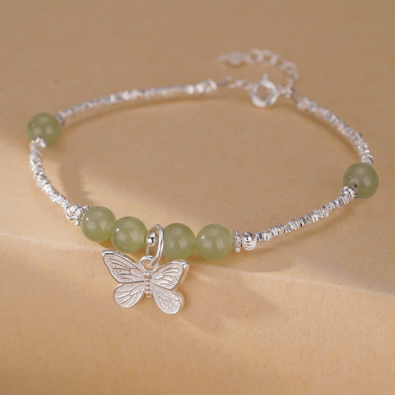 990 silver butterfly pendant bracelet - silvery