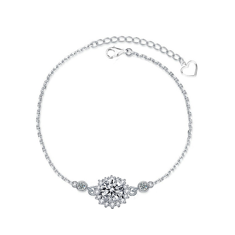 925 Sterling Silver Moissanite Sunflower Bracelet