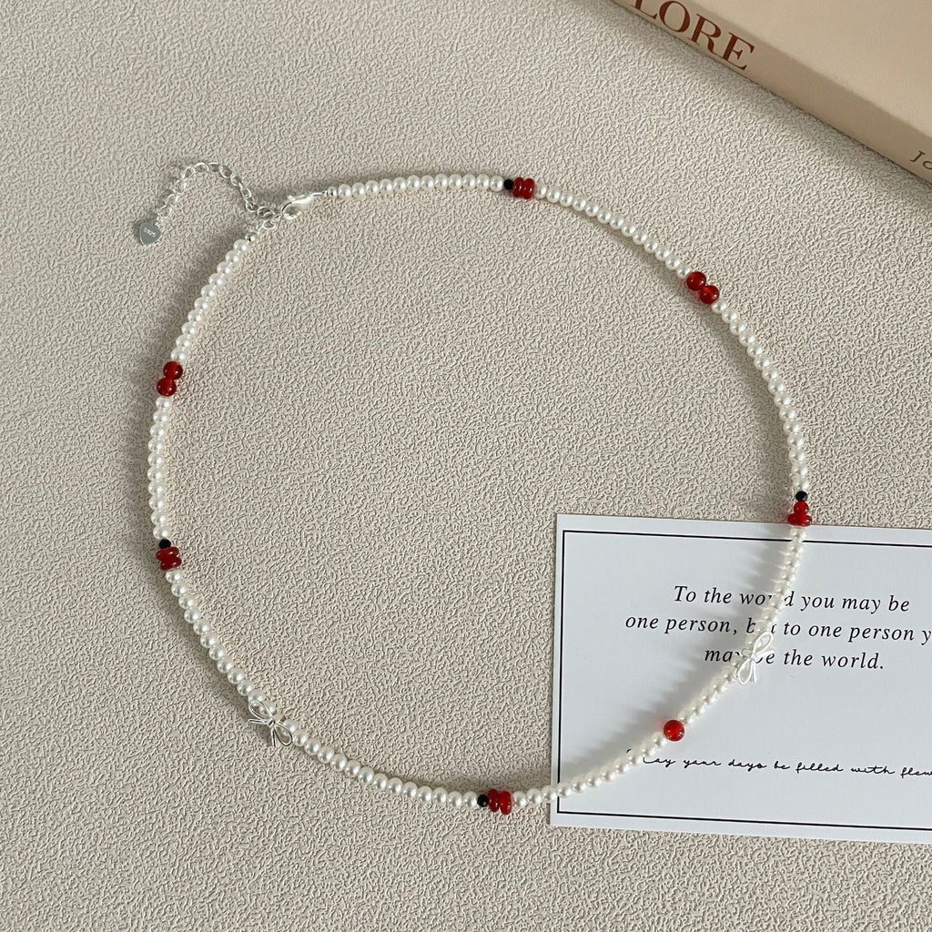 925 silver pearl necklace - silver