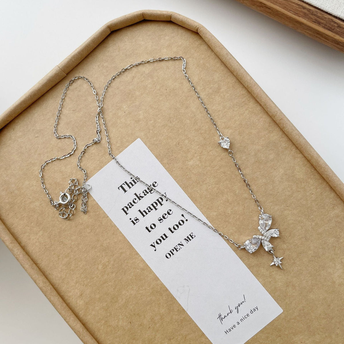 925 sterling silver butterfly shaped pendant necklace