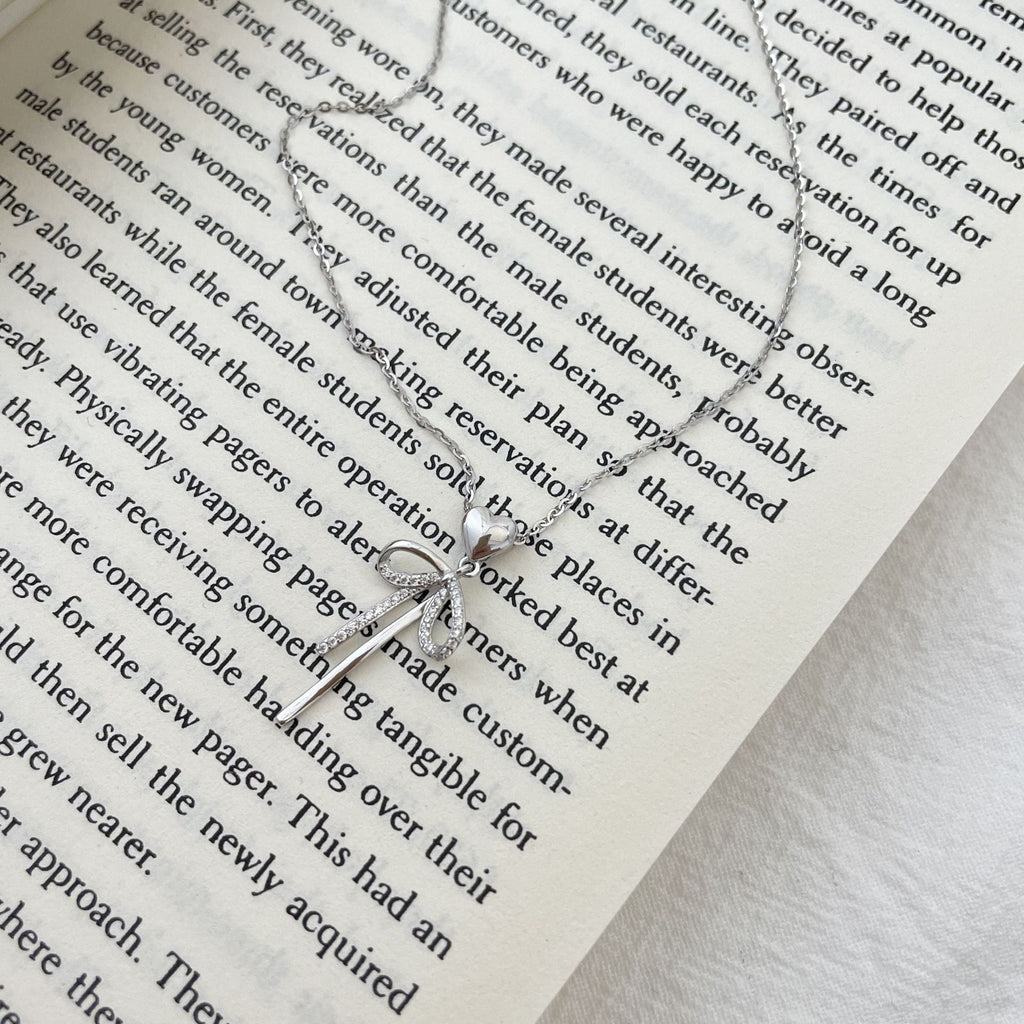 925 sterling silver bowknot pendant necklace