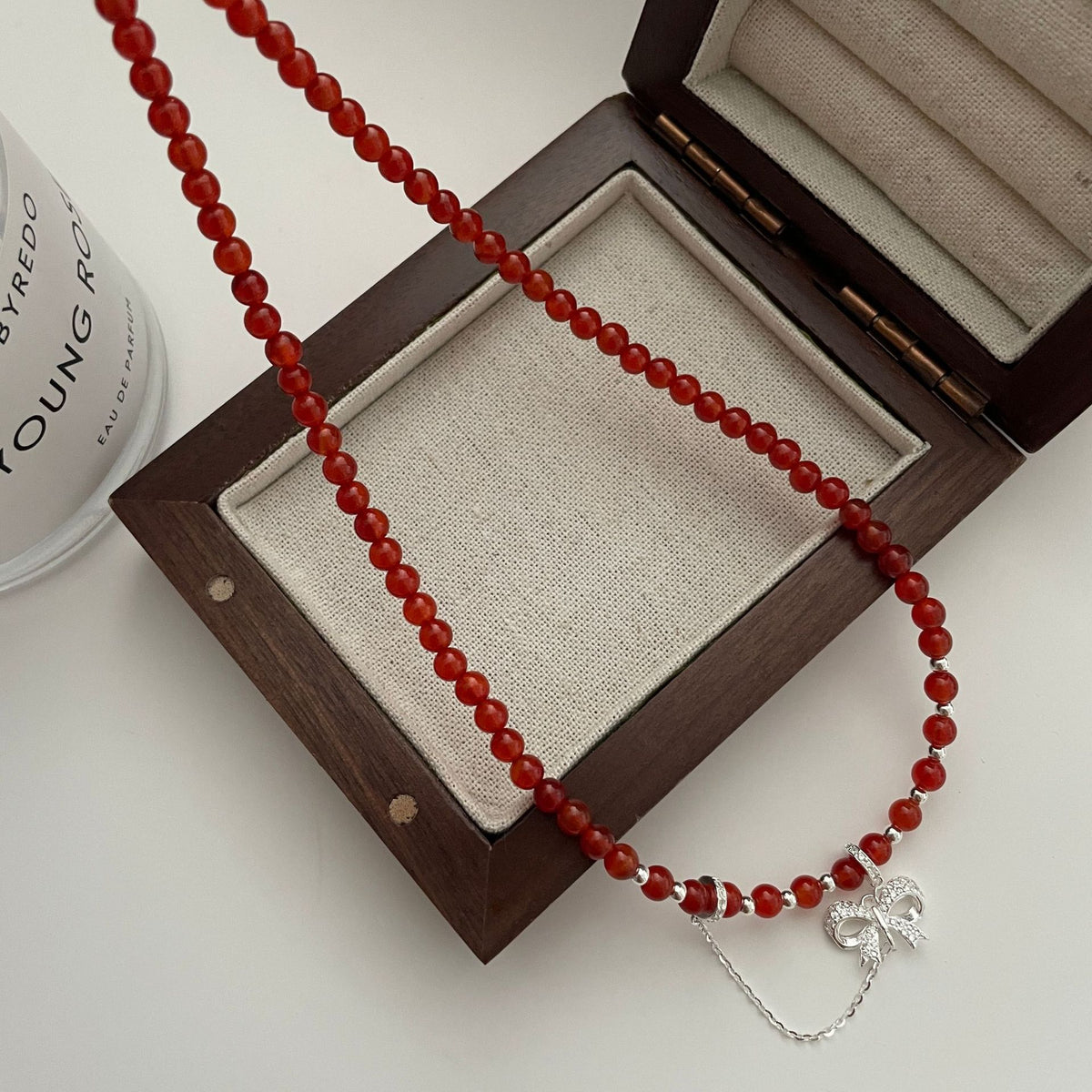 925 sterling silver red agate necklace