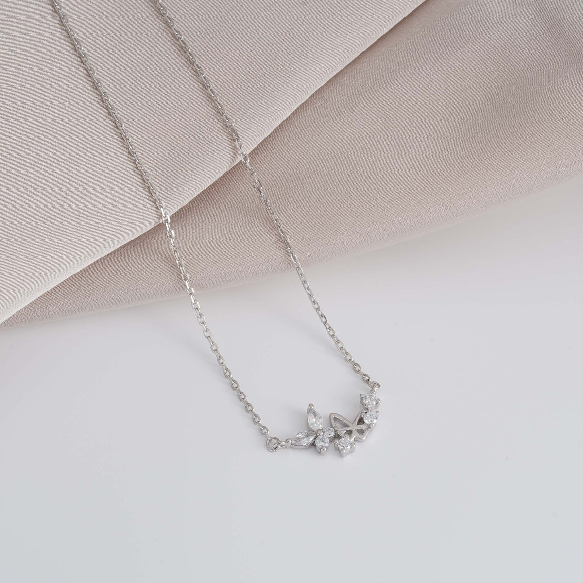 925 sterling silver double butterfly pendant necklace
