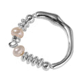 925 sterling silver pearl irregular design ring - silvery