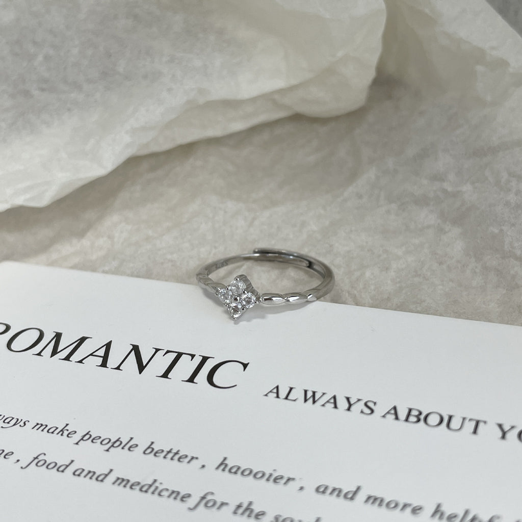 925 sterling silver sparkling zirconium ring - silvery