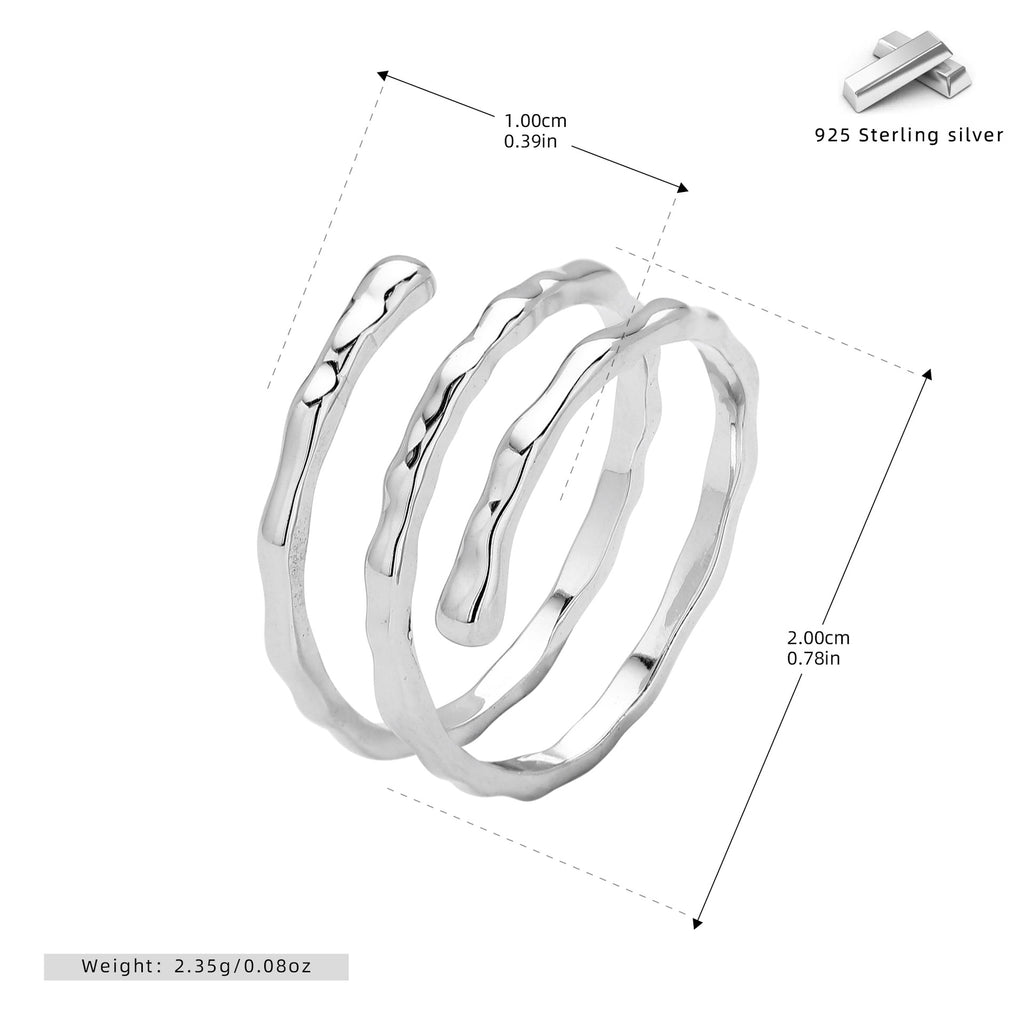 S925 sterling silver ring with multi-layered pleats