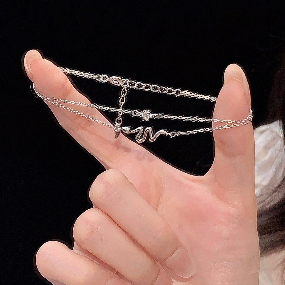 S925 sterling silver double-layer bracelet
