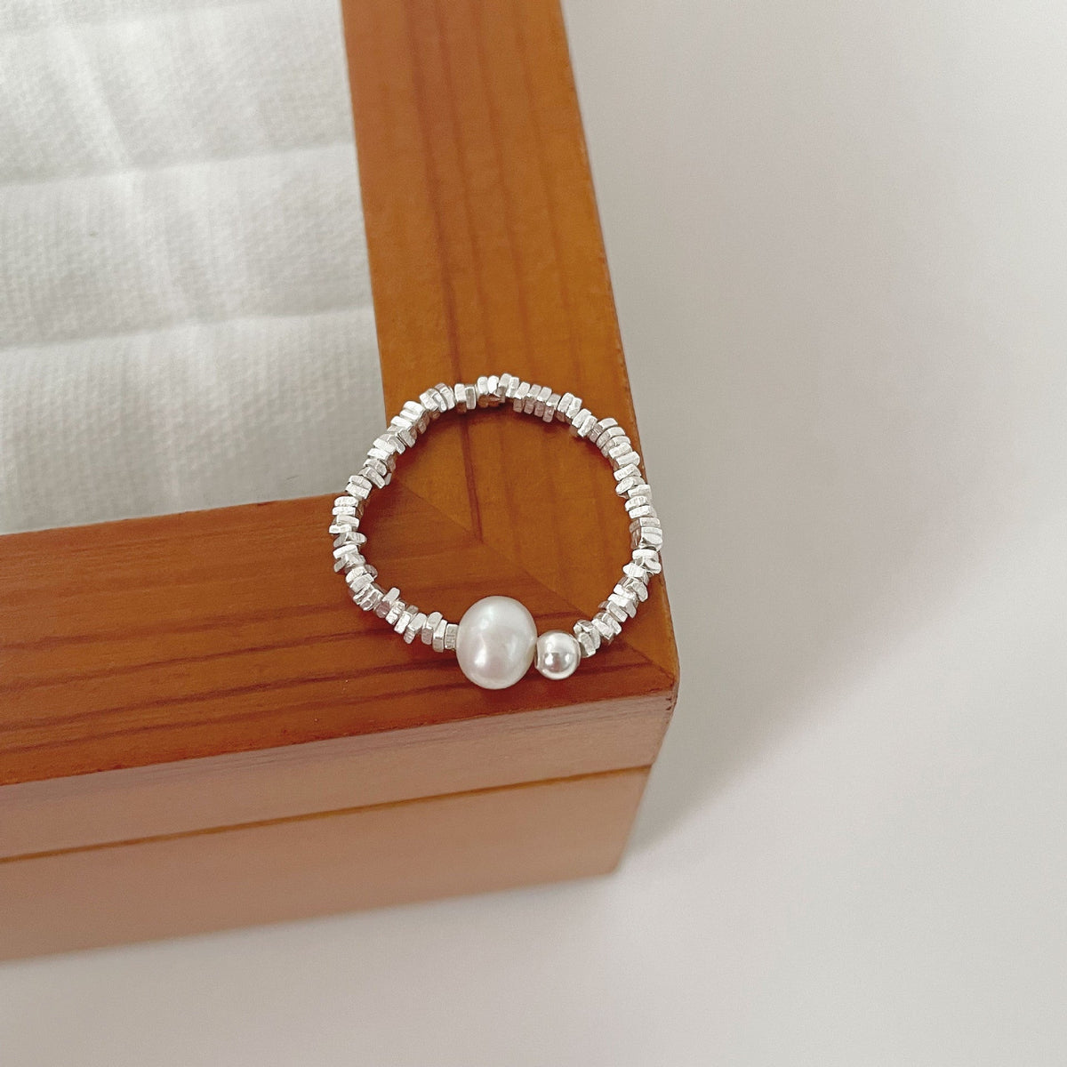925 sterling silver elastic rope ring - silvery