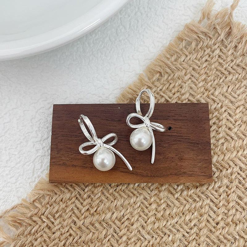 925 sterling silver pearl ear buckle - silvery