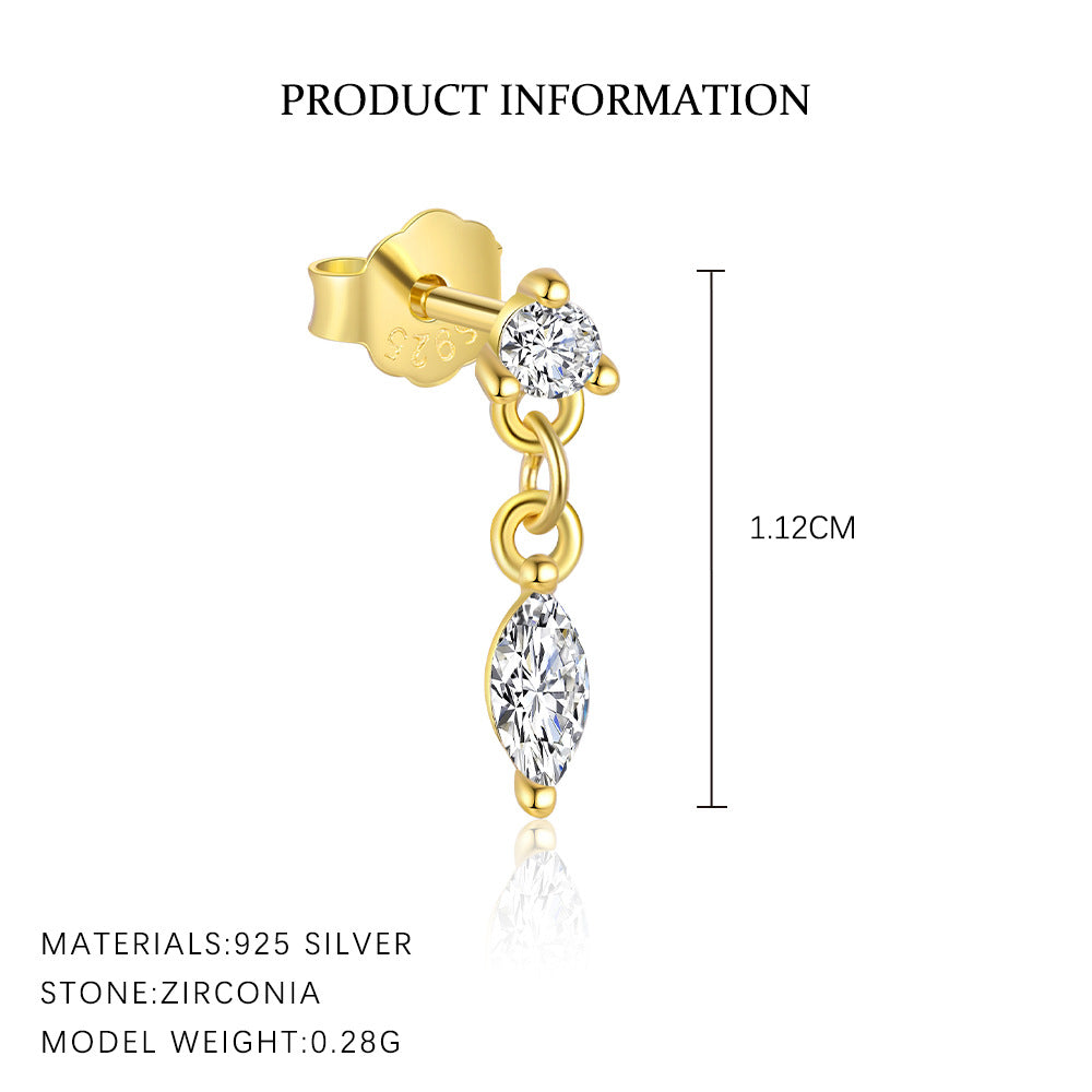 S925 Sterling Silver Tassel and Zircon Stud Earrings