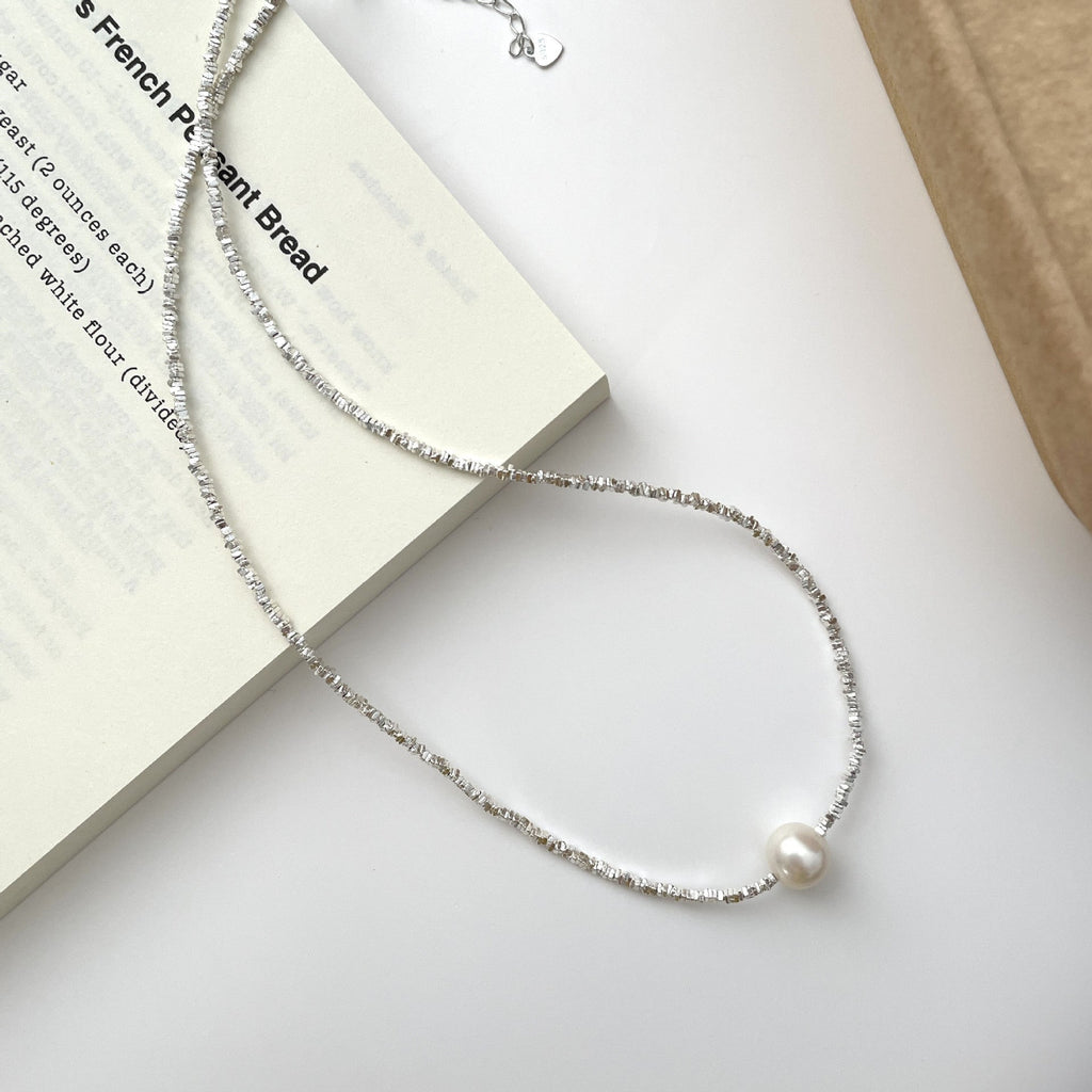S925 Pure Silver Crushed Silver Necklace - Silvery