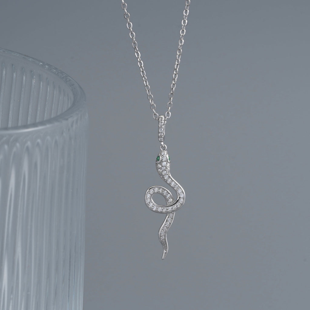 S925 sterling silver snake pendant necklace