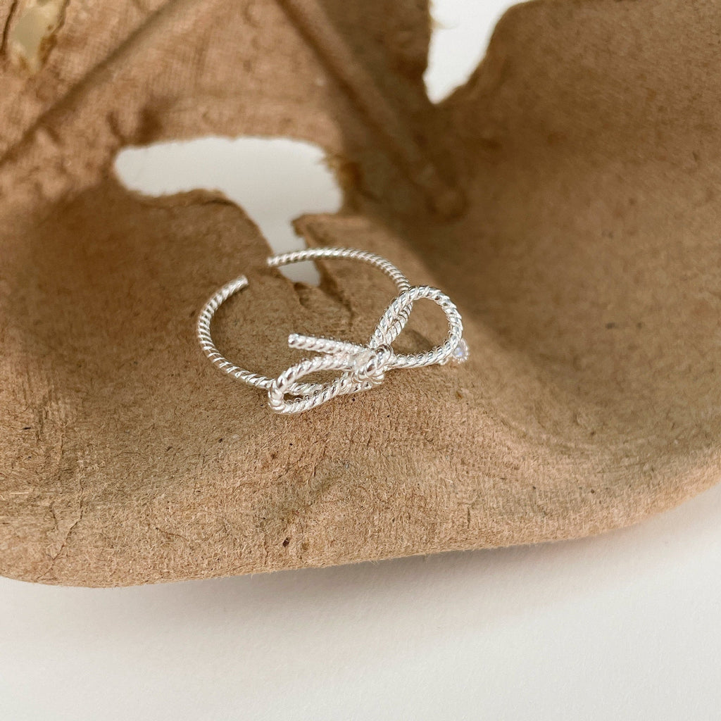 925 silver bowknot ring - silvery