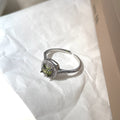 S925 pure silver olive green square zircon ring