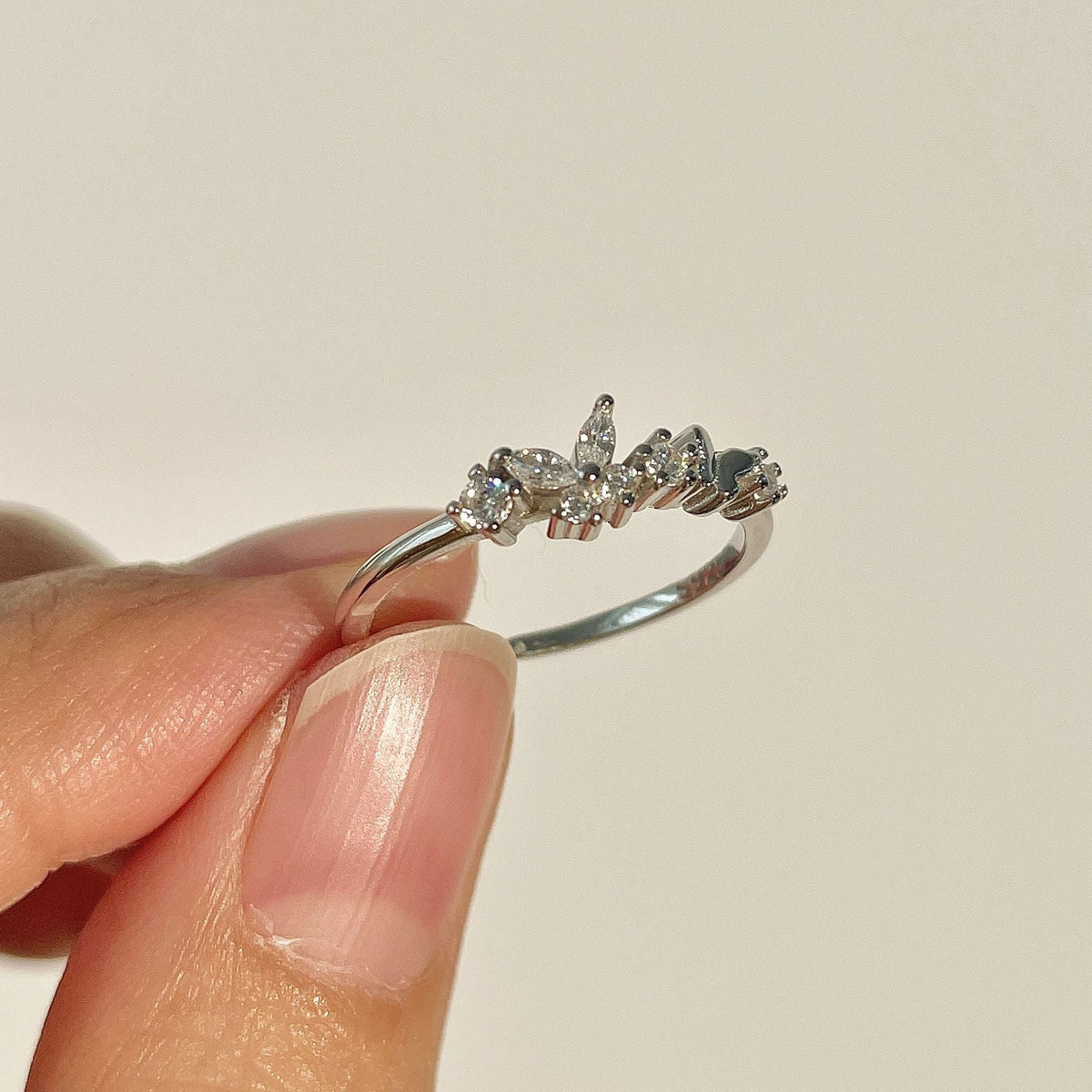 S925 Silver Sparkling Zirconia Open Ring - Silvery