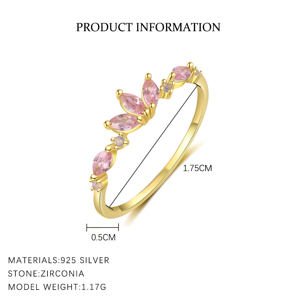 S925 Sterling Silver Ring with Colorful Cubic Zirconia
